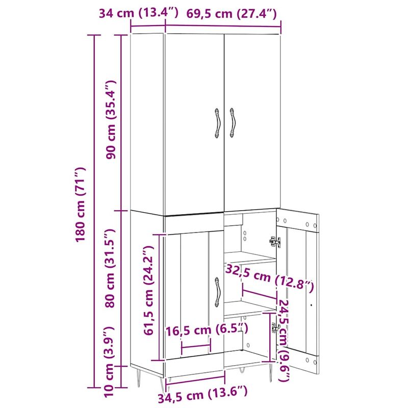 Casa si Gradina - Mobilier - Comode si corpuri - Comode - Bufet 2 pcs Stejar Artizanal Lemn tehnic si sticla - Infinity.ro