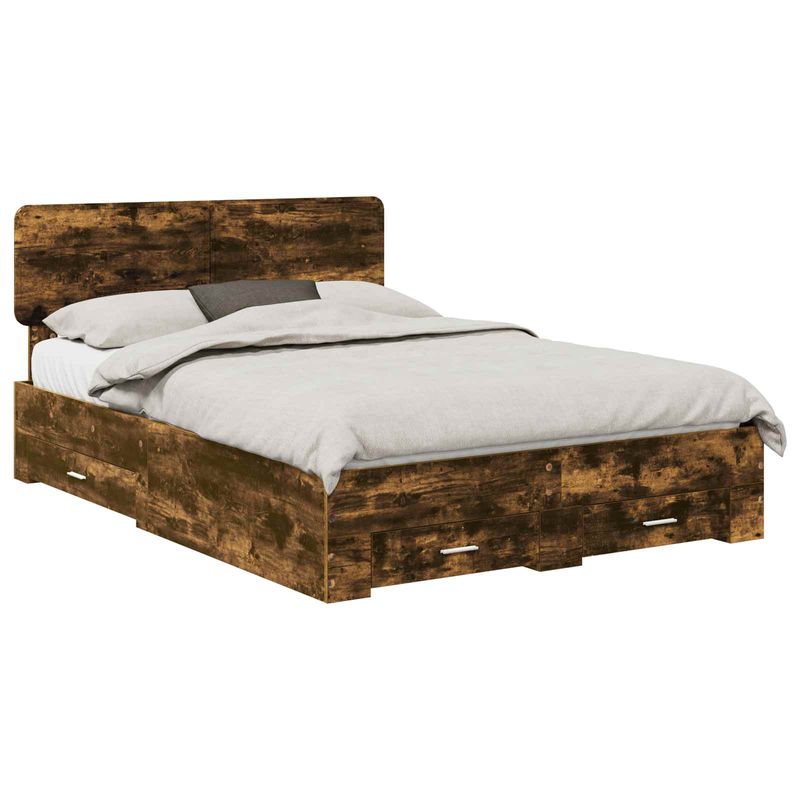Casa si Gradina - Mobilier - Paturi si accesorii - Paturi - Cadru de pat Stejar fumuriu 140 x 190 cm Lemn compozit - Infinity.ro