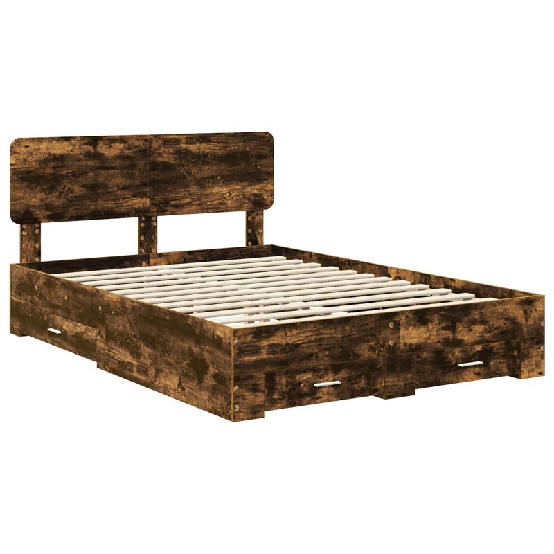 Casa si Gradina - Mobilier - Paturi si accesorii - Paturi - Cadru de pat Stejar fumuriu 140 x 190 cm Lemn compozit - Infinity.ro