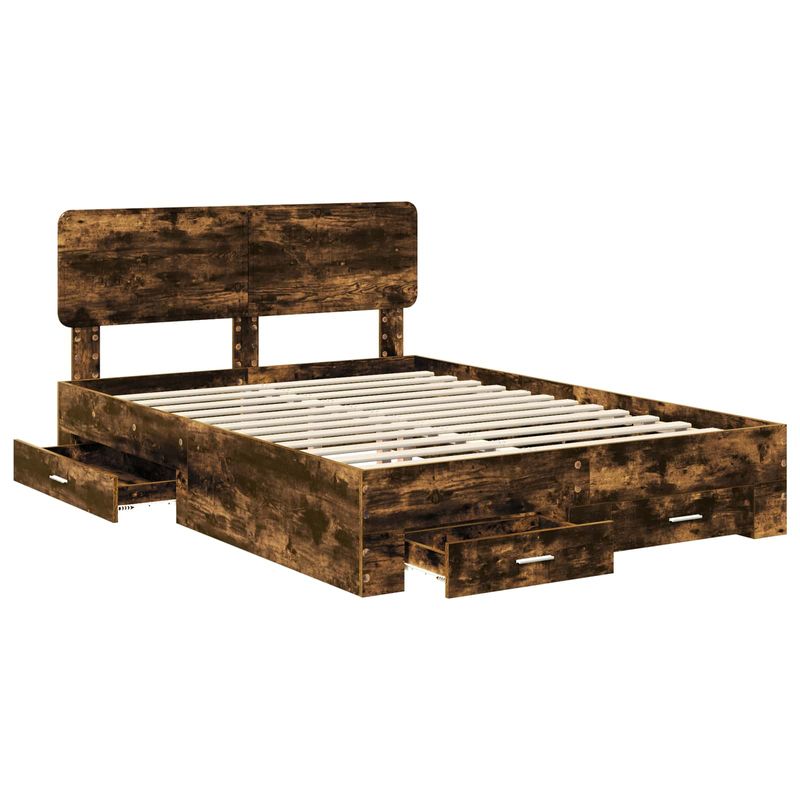 Casa si Gradina - Mobilier - Paturi si accesorii - Paturi - Cadru de pat Stejar fumuriu 140 x 190 cm Lemn compozit - Infinity.ro