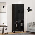 Casa si Gradina - Mobilier - Comode si corpuri - Comode - Bufet 2 pcs Stejar Negru Lemn Stratificat si Sticla - Infinity.ro