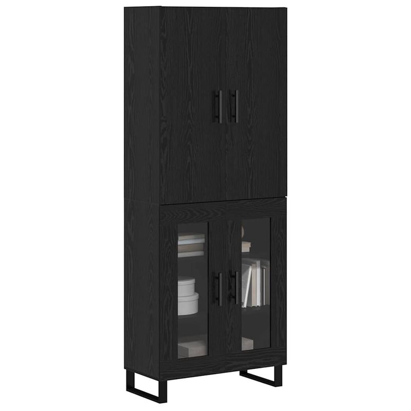 Casa si Gradina - Mobilier - Comode si corpuri - Comode - Bufet 2 pcs Stejar Negru Lemn Stratificat si Sticla - Infinity.ro