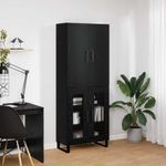 Casa si Gradina - Mobilier - Comode si corpuri - Comode - Bufet 2 pcs Stejar Negru Lemn Stratificat si Sticla - Infinity.ro