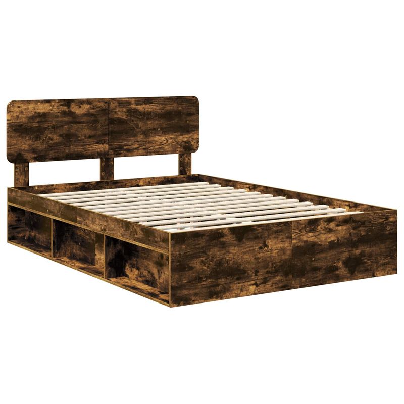 Casa si Gradina - Mobilier - Paturi si accesorii - Paturi - Cadru de pat Stejar fumuriu 160 x 200 cm Lemn de pin masiv - Infinity.ro