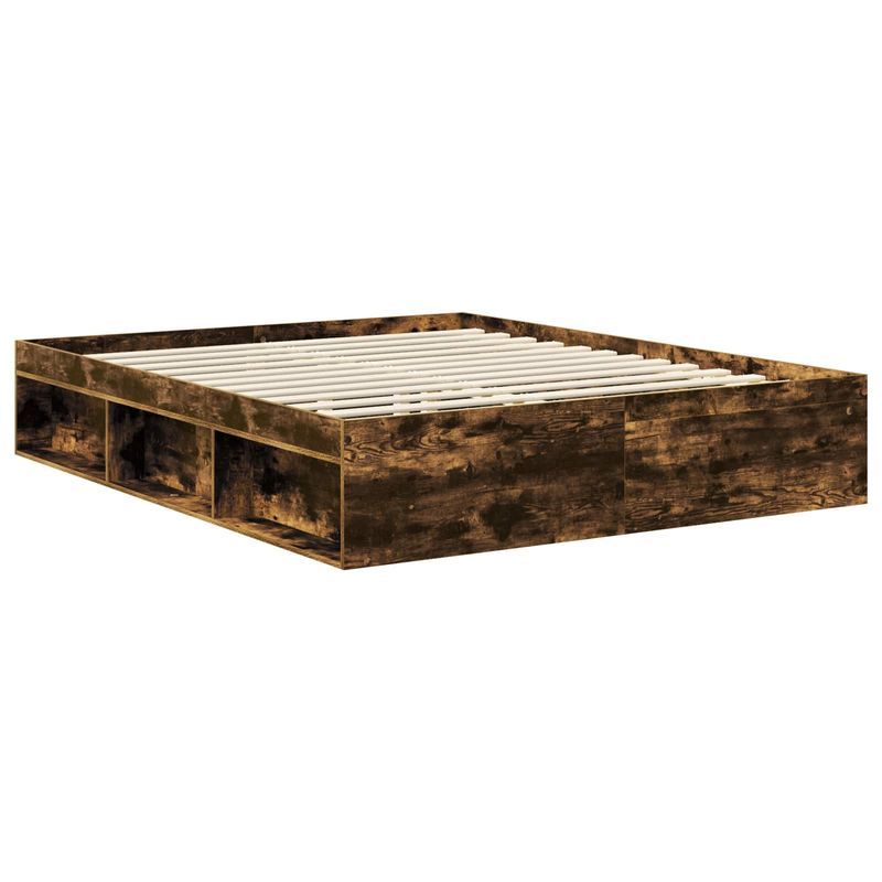 Casa si Gradina - Mobilier - Paturi si accesorii - Paturi - Cadru de pat Stejar fumuriu 160 x 200 cm Lemn de pin masiv - Infinity.ro