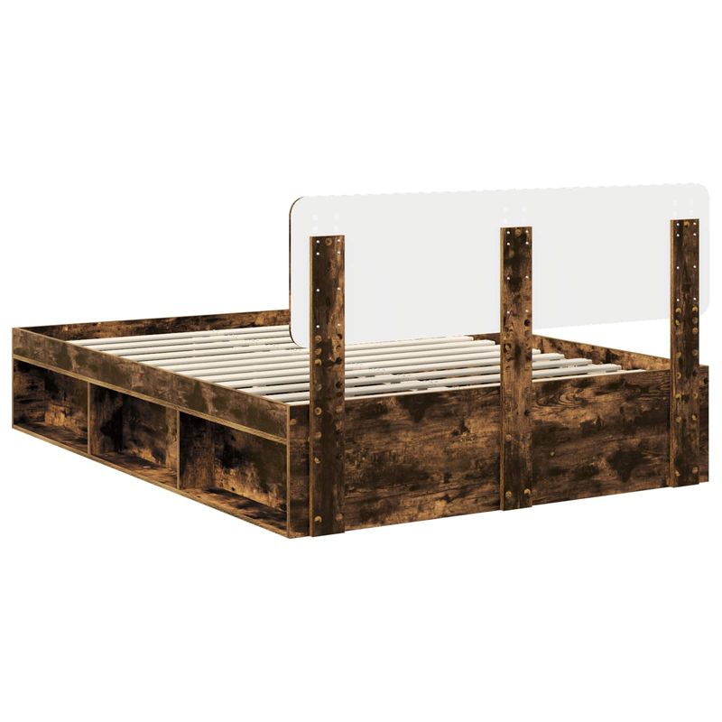 Casa si Gradina - Mobilier - Paturi si accesorii - Paturi - Cadru de pat Stejar fumuriu 160 x 200 cm Lemn de pin masiv - Infinity.ro