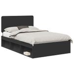 Casa si Gradina - Mobilier - Paturi si accesorii - Paturi - Cadru de pat cu headboard Negru 135 x 190 cm Lemn de pin masiv - Infinity.ro