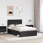 Casa si Gradina - Mobilier - Paturi si accesorii - Paturi - Cadru de pat cu headboard Negru 135 x 190 cm Lemn de pin masiv - Infinity.ro