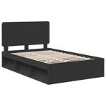 Casa si Gradina - Mobilier - Paturi si accesorii - Paturi - Cadru de pat cu headboard Negru 135 x 190 cm Lemn de pin masiv - Infinity.ro