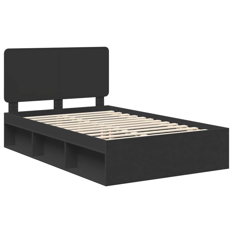 Casa si Gradina - Mobilier - Paturi si accesorii - Paturi - Cadru de pat cu headboard Negru 135 x 190 cm Lemn de pin masiv - Infinity.ro