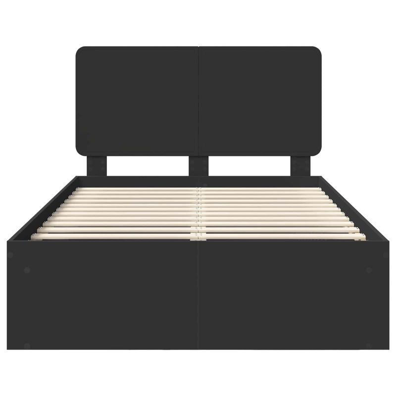 Casa si Gradina - Mobilier - Paturi si accesorii - Paturi - Cadru de pat cu headboard Negru 135 x 190 cm Lemn de pin masiv - Infinity.ro