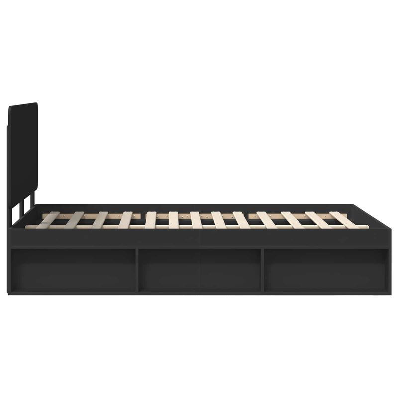 Casa si Gradina - Mobilier - Paturi si accesorii - Paturi - Cadru de pat cu headboard Negru 135 x 190 cm Lemn de pin masiv - Infinity.ro
