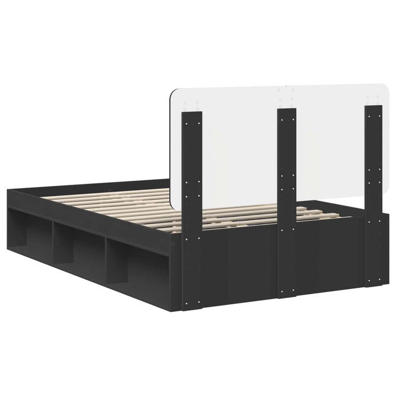 Casa si Gradina - Mobilier - Paturi si accesorii - Paturi - Cadru de pat cu headboard Negru 135 x 190 cm Lemn de pin masiv - Infinity.ro