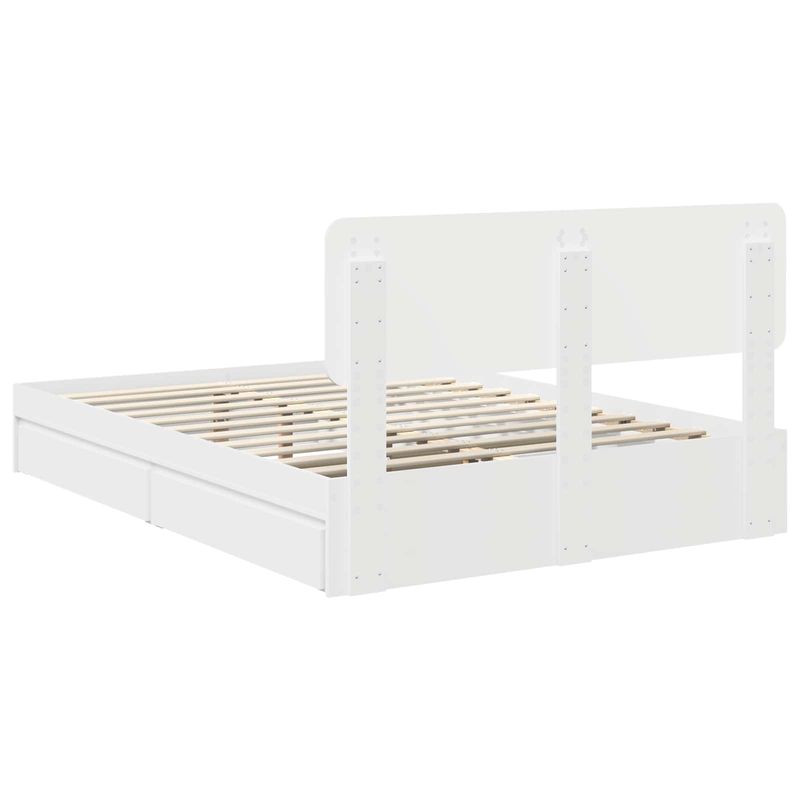 Casa si Gradina - Mobilier - Paturi si accesorii - Paturi - Pat cu storage cu headboard Alb 160 x 200 cm Lemn compozit - Infinity.ro