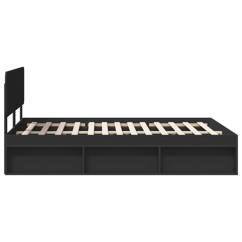 Casa si Gradina - Mobilier - Paturi si accesorii - Paturi - Cadru de pat cu headboard Negru 150 x 200 cm Lemn de pin masiv - Infinity.ro
