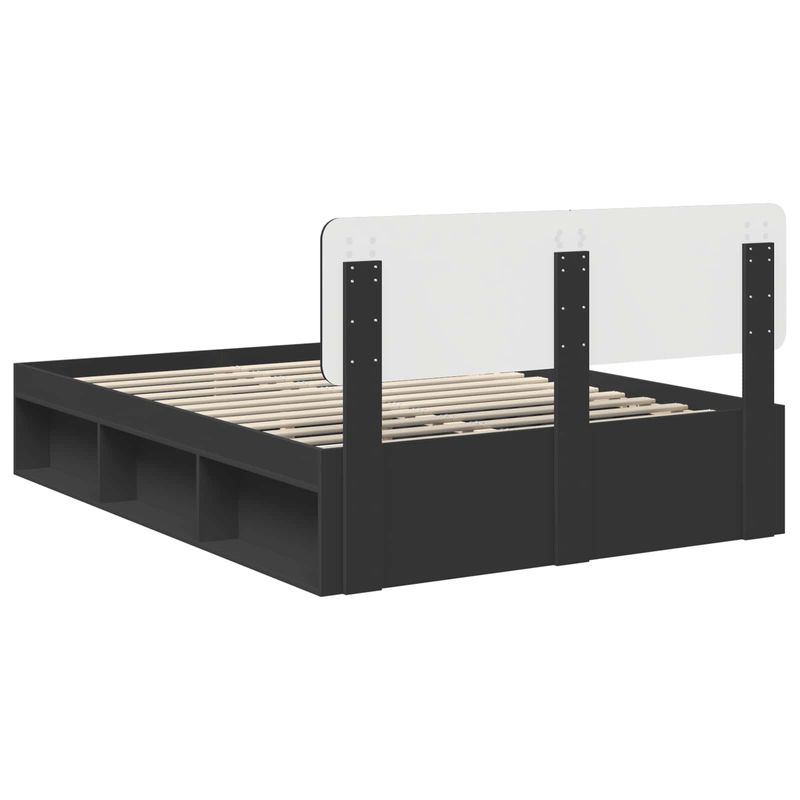 Casa si Gradina - Mobilier - Paturi si accesorii - Paturi - Cadru de pat cu headboard Negru 150 x 200 cm Lemn de pin masiv - Infinity.ro