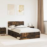 Casa si Gradina - Mobilier - Paturi si accesorii - Paturi - Cadru de pat Stejar fumuriu 135 x 190 cm Lemn de pin masiv - Infinity.ro