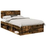 Casa si Gradina - Mobilier - Paturi si accesorii - Paturi - Cadru de pat Stejar fumuriu 135 x 190 cm Lemn de pin masiv - Infinity.ro