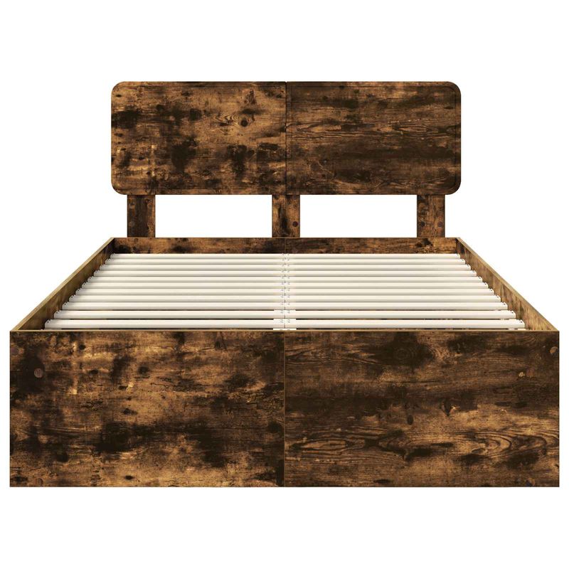Casa si Gradina - Mobilier - Paturi si accesorii - Paturi - Cadru de pat Stejar fumuriu 135 x 190 cm Lemn de pin masiv - Infinity.ro