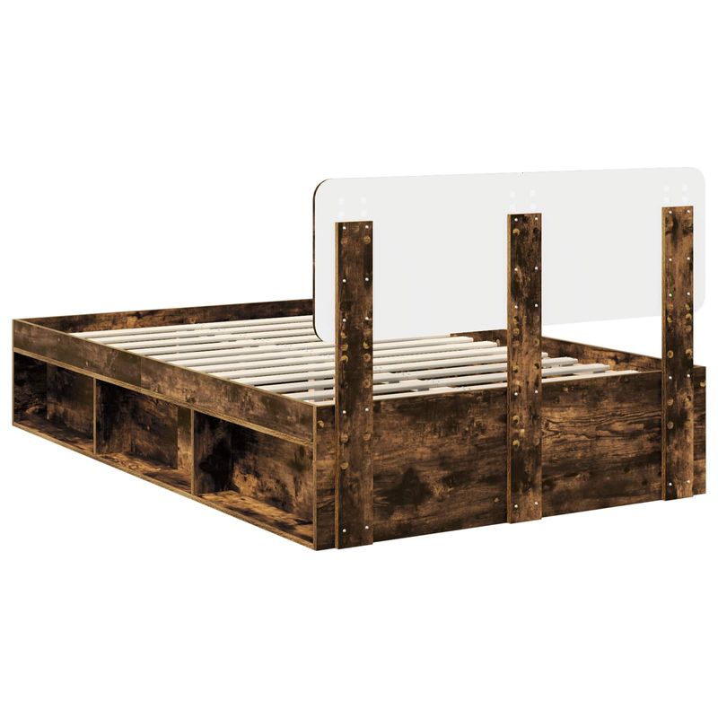 Casa si Gradina - Mobilier - Paturi si accesorii - Paturi - Cadru de pat Stejar fumuriu 135 x 190 cm Lemn de pin masiv - Infinity.ro