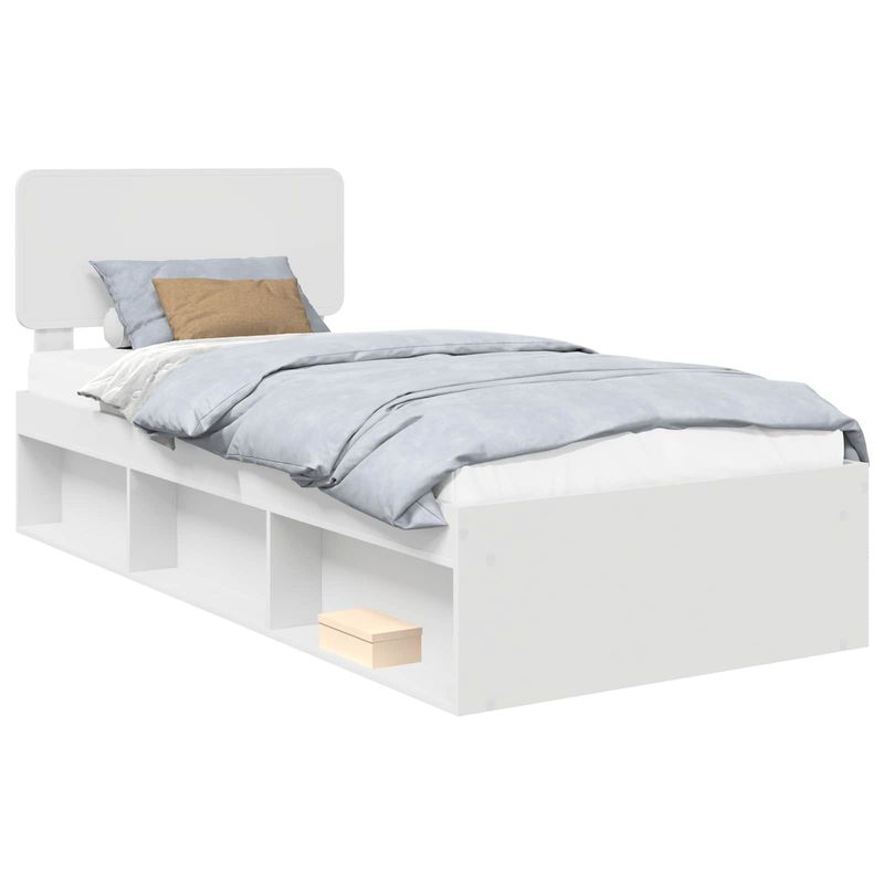 Casa si Gradina - Mobilier - Paturi si accesorii - Paturi - Cadru de pat cu headboard Alb 75 x 190 cm Lemn de pin masiv - Infinity.ro