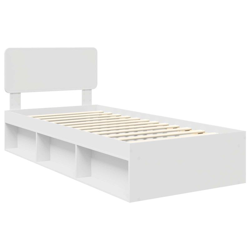 Casa si Gradina - Mobilier - Paturi si accesorii - Paturi - Cadru de pat cu headboard Alb 75 x 190 cm Lemn de pin masiv - Infinity.ro