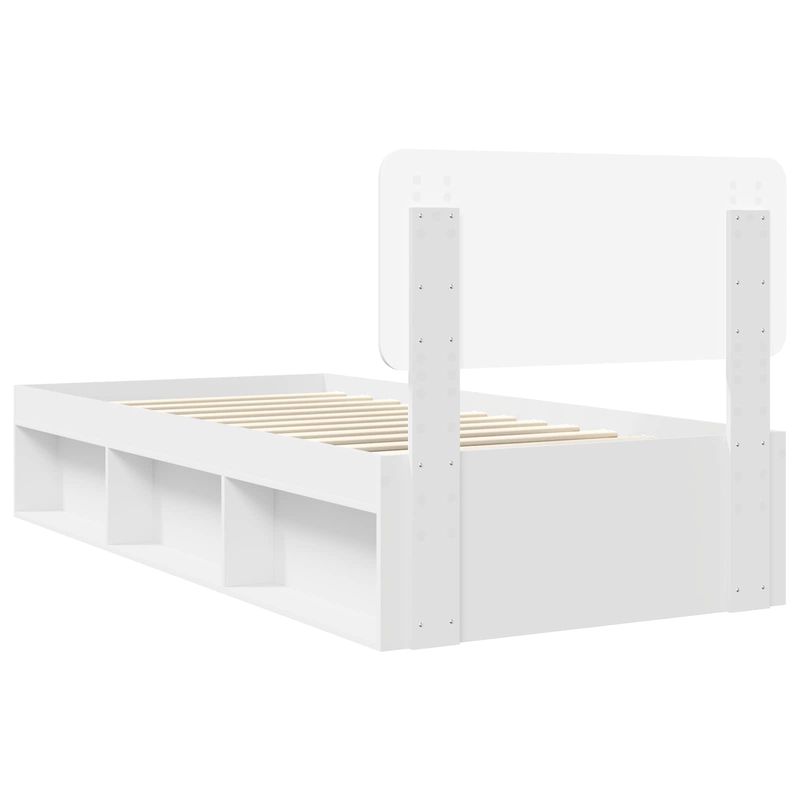 Casa si Gradina - Mobilier - Paturi si accesorii - Paturi - Cadru de pat cu headboard Alb 75 x 190 cm Lemn de pin masiv - Infinity.ro