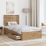 Casa si Gradina - Mobilier - Paturi si accesorii - Paturi - Cadru de pat Stejar Artizanal 90 x 190 cm Lemn compozit - Infinity.ro