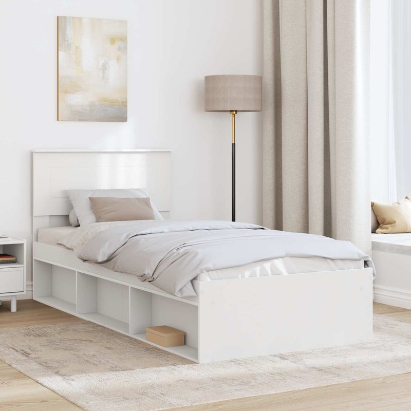 Casa si Gradina - Mobilier - Paturi si accesorii - Paturi - Cadru de pat cu headboard Alb 90 x 190 cm Lemn compozit - Infinity.ro