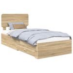 Casa si Gradina - Mobilier - Paturi si accesorii - Paturi - Cadru de pat cu sertar Stejar Sonoma 100 x 200 cm Lemn compozit - Infinity.ro