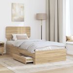 Casa si Gradina - Mobilier - Paturi si accesorii - Paturi - Cadru de pat cu sertar Stejar Sonoma 100 x 200 cm Lemn compozit - Infinity.ro