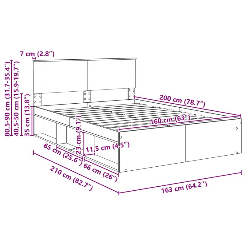 Casa si Gradina - Mobilier - Paturi si accesorii - Paturi - Cadru de pat cu headboard Sonoma 160 x 200 cm Lemn compozit - Infinity.ro