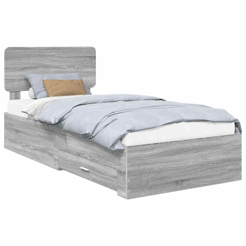 Casa si Gradina - Mobilier - Paturi si accesorii - Paturi - Cadru de pat cu headboard Gri Sonoma 100 x 200 cm Lemn compozit - Infinity.ro
