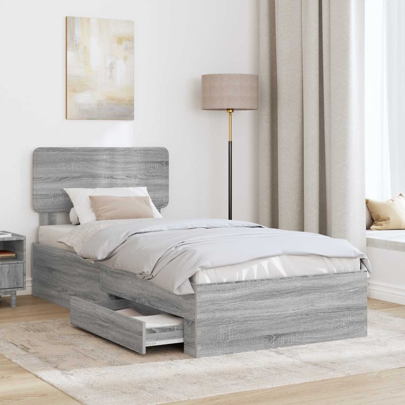 Casa si Gradina - Mobilier - Paturi si accesorii - Paturi - Cadru de pat cu headboard Gri Sonoma 100 x 200 cm Lemn compozit - Infinity.ro