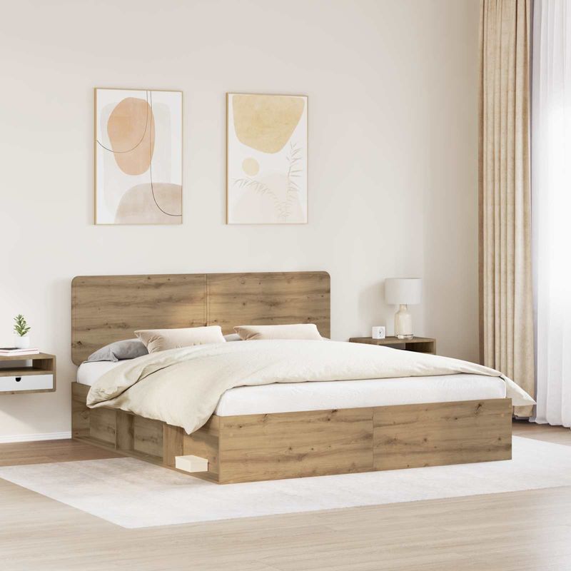 Casa si Gradina - Mobilier - Paturi si accesorii - Paturi - Cadru de pat Stejar artizanal 180 x 200 cm Lemn de pin masiv - Infinity.ro