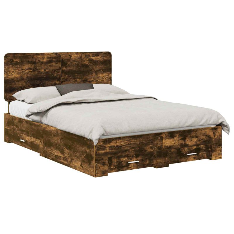 Casa si Gradina - Mobilier - Paturi si accesorii - Paturi - Cadru de pat Stejar fumuriu 140 x 200 cm Lemn compozit - Infinity.ro