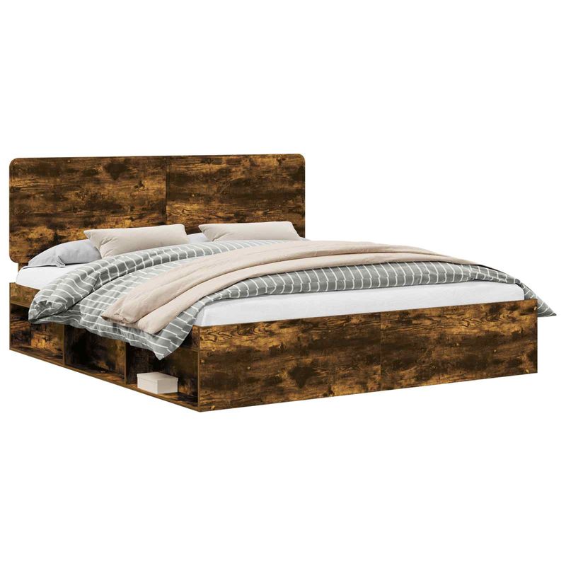 Casa si Gradina - Mobilier - Paturi si accesorii - Paturi - Cadru de pat Stejar fumuriu 180 x 200 cm Lemn de pin masiv - Infinity.ro