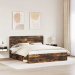 Casa si Gradina - Mobilier - Paturi si accesorii - Paturi - Cadru de pat Stejar fumuriu 180 x 200 cm Lemn de pin masiv - Infinity.ro