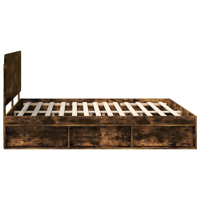 Casa si Gradina - Mobilier - Paturi si accesorii - Paturi - Cadru de pat Stejar fumuriu 180 x 200 cm Lemn de pin masiv - Infinity.ro