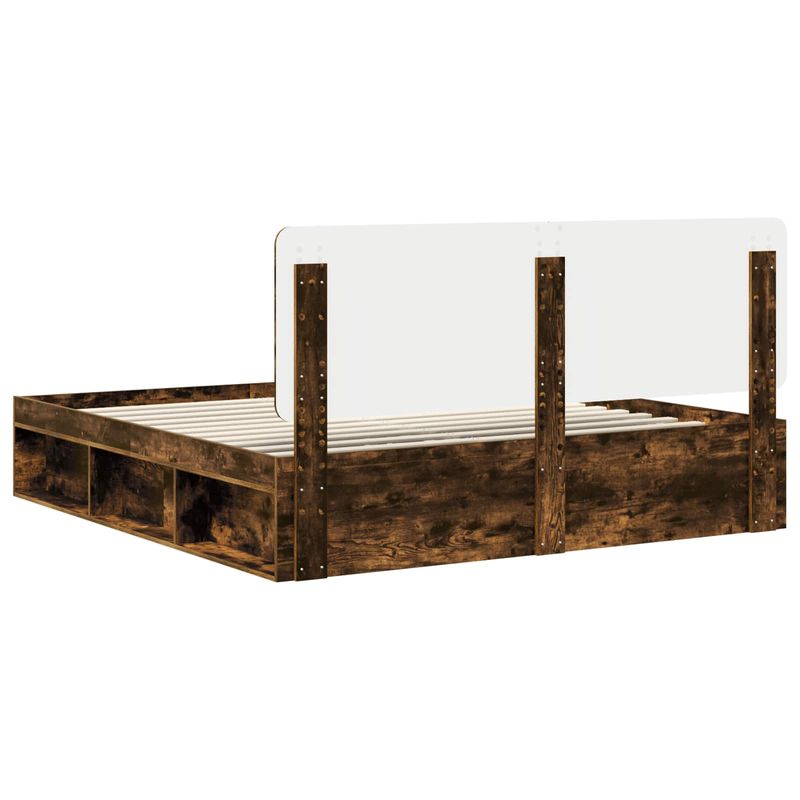 Casa si Gradina - Mobilier - Paturi si accesorii - Paturi - Cadru de pat Stejar fumuriu 180 x 200 cm Lemn de pin masiv - Infinity.ro