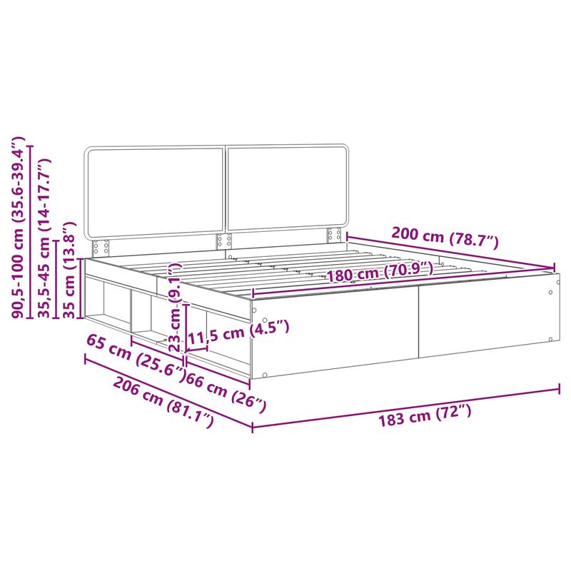 Casa si Gradina - Mobilier - Paturi si accesorii - Paturi - Cadru de pat Stejar fumuriu 180 x 200 cm Lemn de pin masiv - Infinity.ro