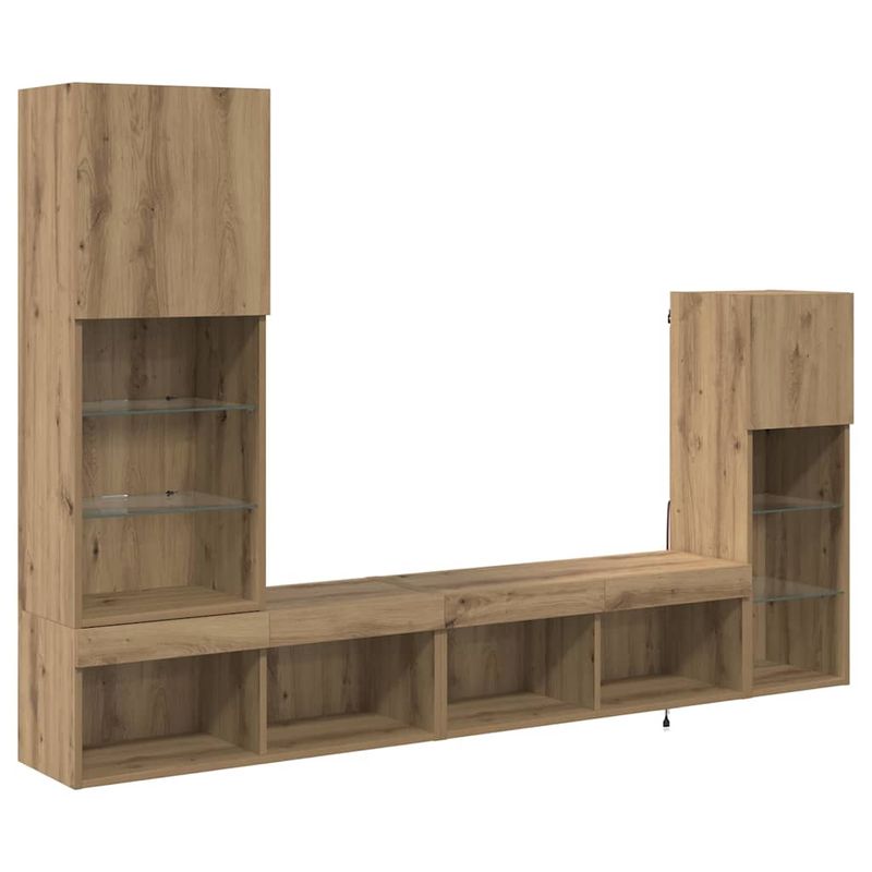 Casa si Gradina - Mobilier - Comode si corpuri - Comode - Unitati pentru Pereti de TV Pe perete 4 pcs Stejar Artizanal - Infinity.ro