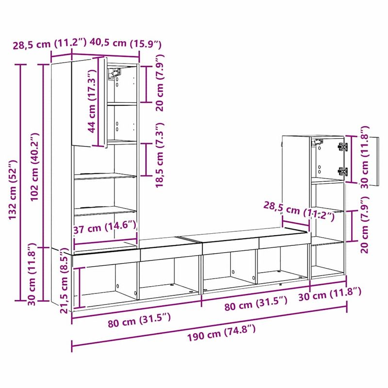 Casa si Gradina - Mobilier - Comode si corpuri - Comode - Unitati pentru Pereti de TV Pe perete 4 pcs Stejar Artizanal - Infinity.ro