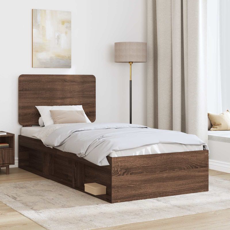 Casa si Gradina - Mobilier - Paturi si accesorii - Paturi - Cadru de pat Stejar inchis 75 x 190 cm Lemn de pin masiv - Infinity.ro