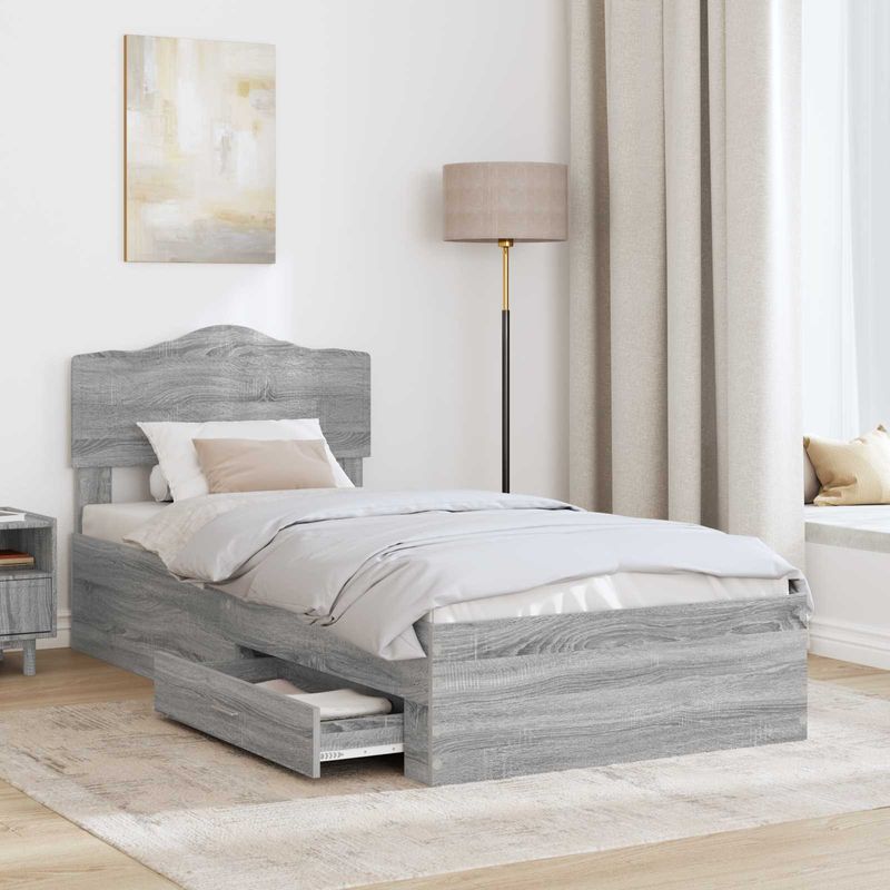Casa si Gradina - Mobilier - Paturi si accesorii - Paturi - Cadru de pat cu headboard Gri Sonoma 90 x 200 cm Lemn compozit - Infinity.ro