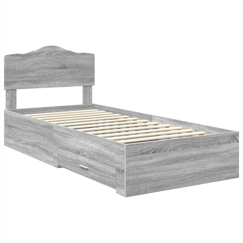 Casa si Gradina - Mobilier - Paturi si accesorii - Paturi - Cadru de pat cu headboard Gri Sonoma 90 x 200 cm Lemn compozit - Infinity.ro