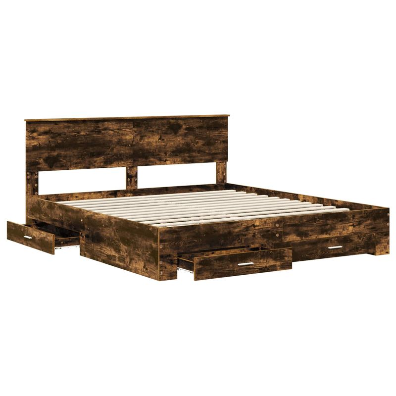 Casa si Gradina - Mobilier - Paturi si accesorii - Paturi - Cadru de pat Stejar fumuriu 200 x 200 cm Lemn compozit - Infinity.ro