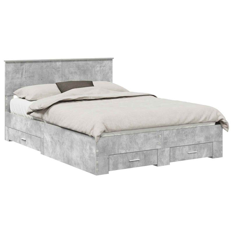 Casa si Gradina - Mobilier - Paturi si accesorii - Paturi - Cadru de pat cu sertar Gri din beton 140 x 200 cm Lemn compozit - Infinity.ro