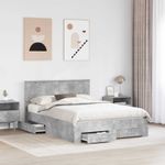 Casa si Gradina - Mobilier - Paturi si accesorii - Paturi - Cadru de pat cu sertar Gri din beton 140 x 200 cm Lemn compozit - Infinity.ro