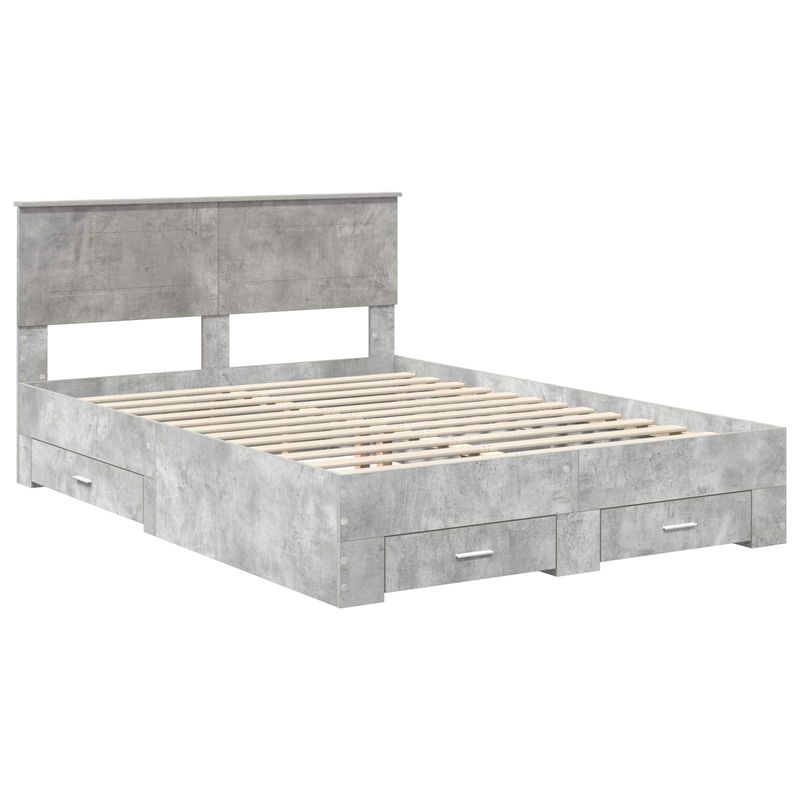 Casa si Gradina - Mobilier - Paturi si accesorii - Paturi - Cadru de pat cu sertar Gri din beton 140 x 200 cm Lemn compozit - Infinity.ro